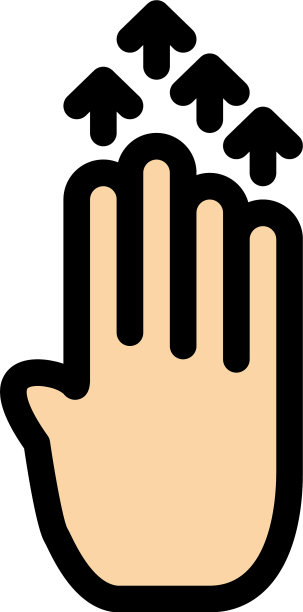 手指四手势箭头向上平坦的颜色图标图标图片下载