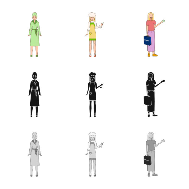 孤立物体姿态和情绪符号集图片下载