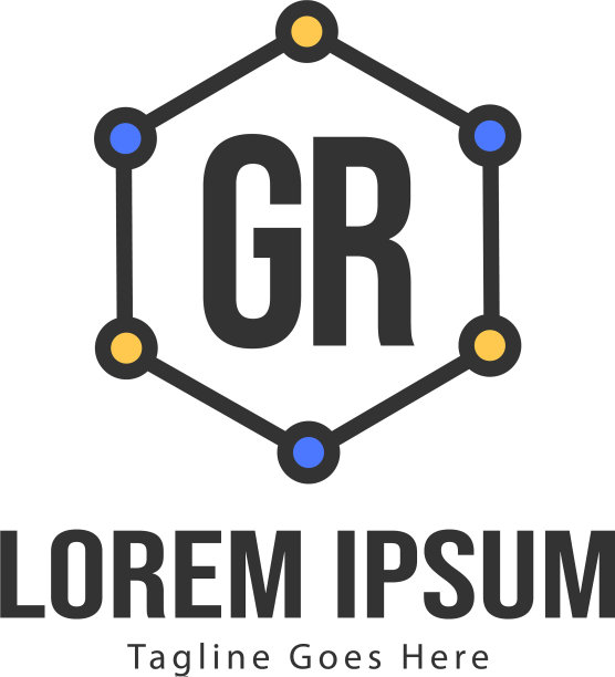 现代边框GR字母Logo模板图片下载