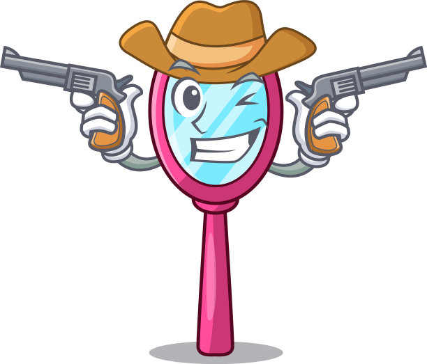 牛郎镜中的卡通造型滑稽图片下载