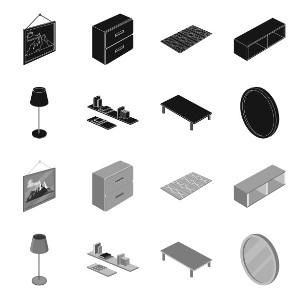 设计卧室和房间的标志套图片下载
