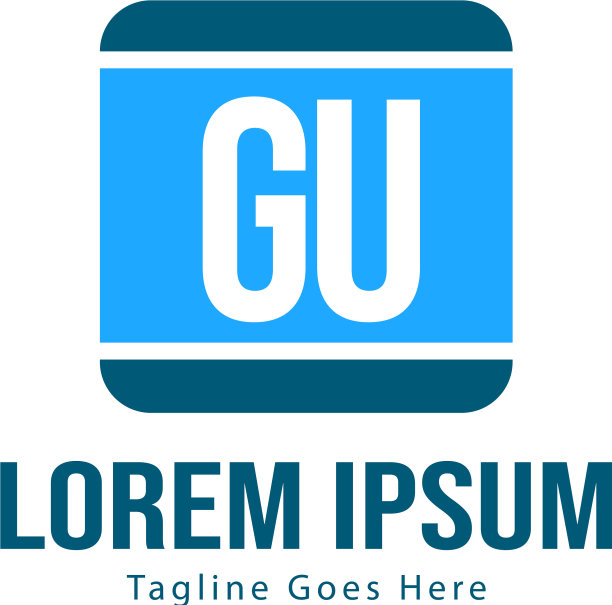 具有现代框架的GU首字母logo模板图片下载