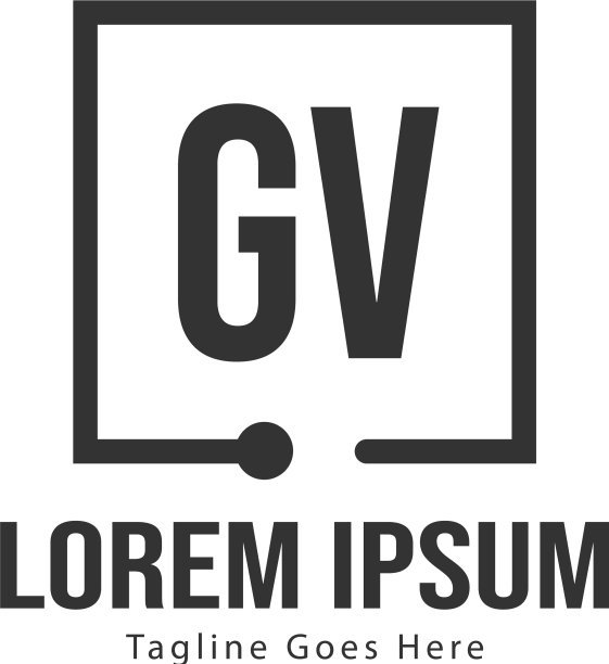 带现代框架的GV字母logo模板图片下载
