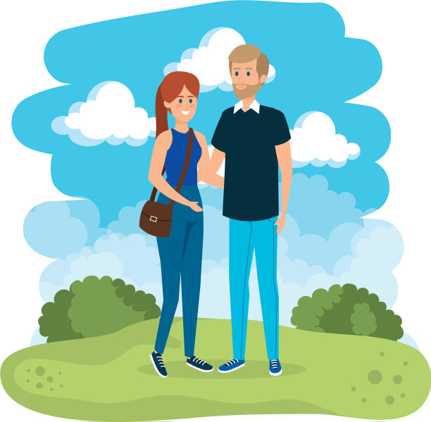 风景中的年轻夫妇图片下载