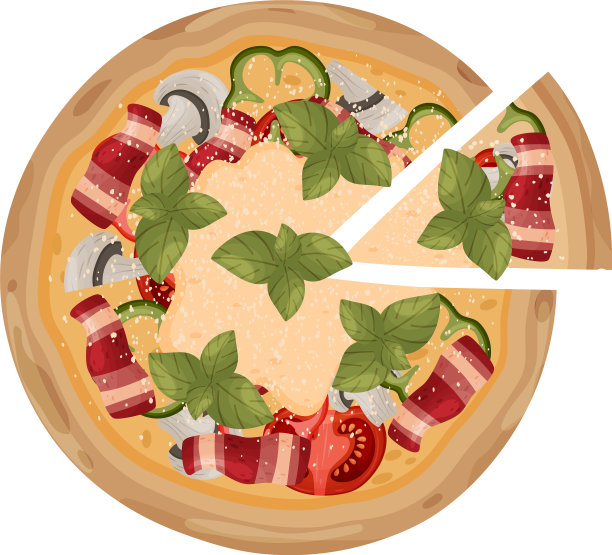 培根蘑菇圆披萨图片下载