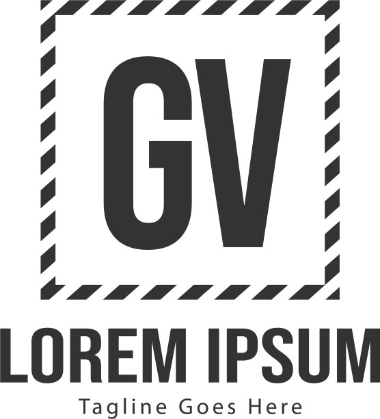 带现代框架的GV字母logo模板图片下载