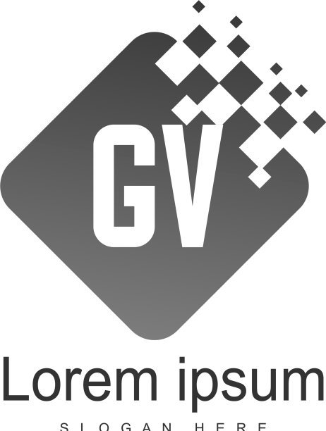 带现代框架的GV字母logo模板图片下载