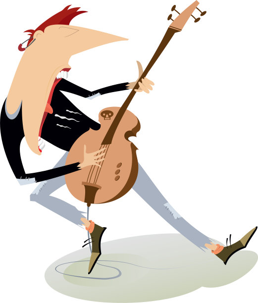 孤立的卡通吉他手图片下载