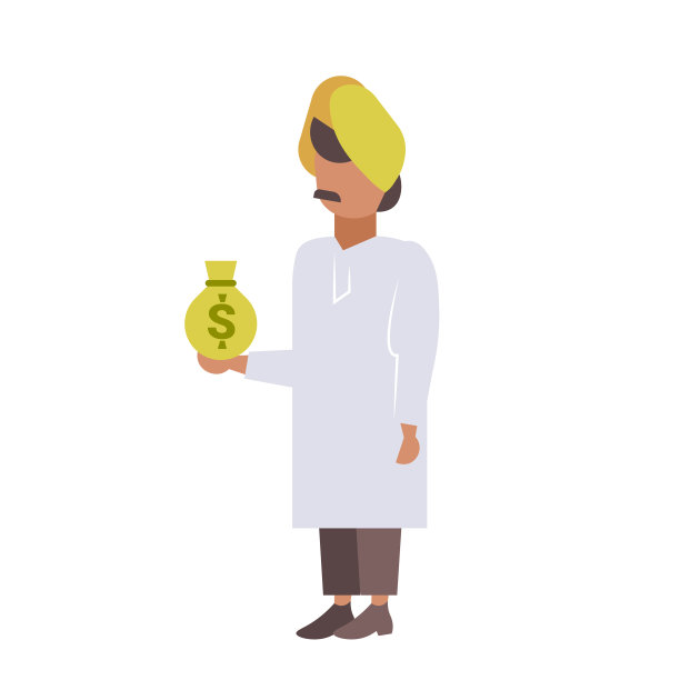 拿着钱袋的印度商人图片下载