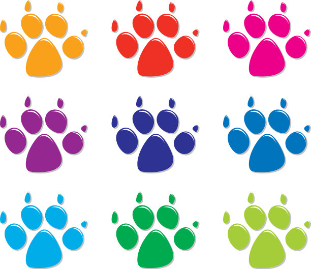 套彩色狗的脚印平风格图片下载
