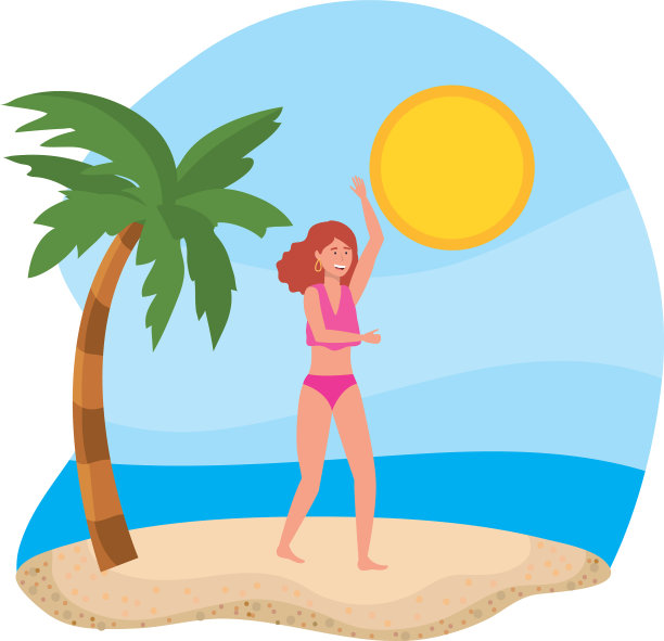 女孩与夏季泳衣设计图片下载