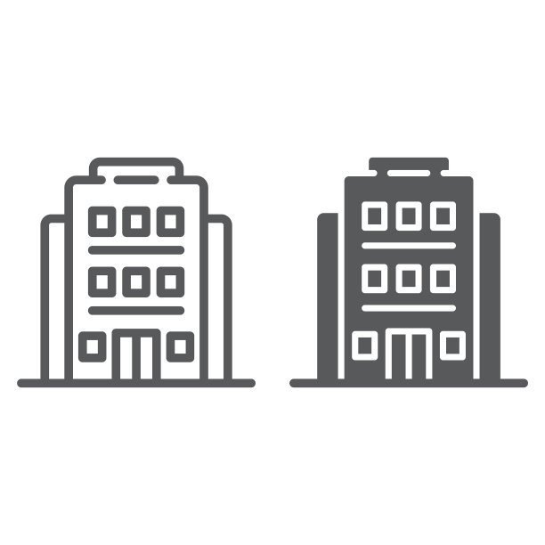 酒店线条标志建筑旅行图标图片下载