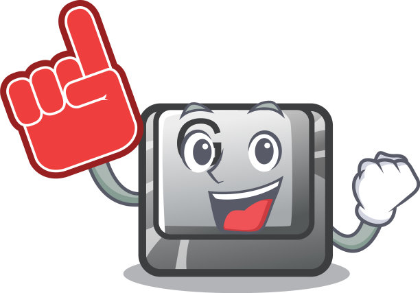 泡沫手指按钮g安装在吉祥物电脑上图片下载