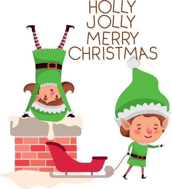 精灵夫妇和壁炉和圣诞快乐图片下载