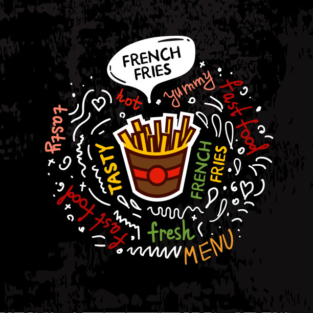 美味的快餐薯条菜单图片下载