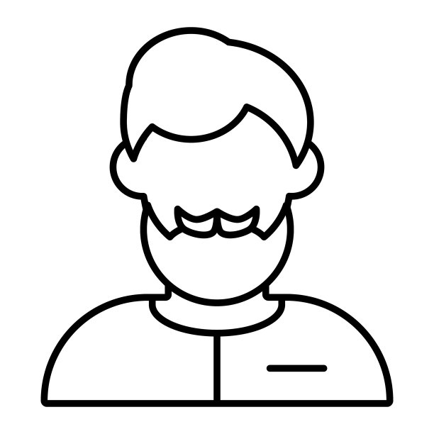 男子与胡子化身细线图标无脸图片下载