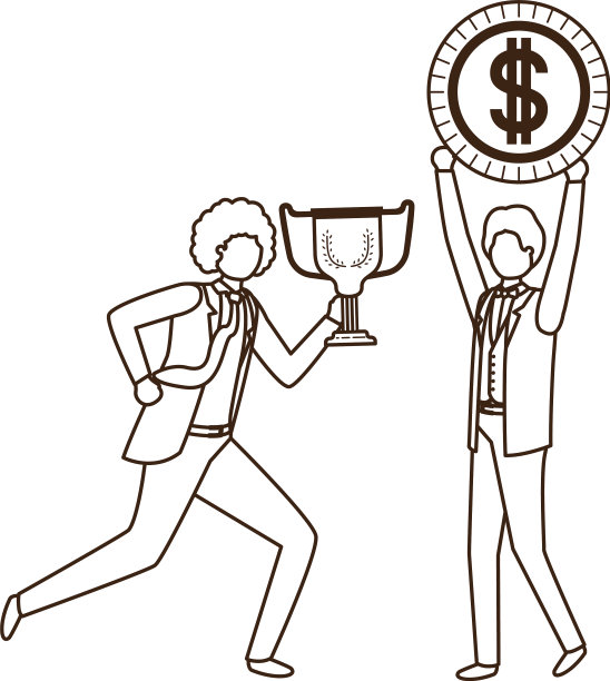 商人与奖杯和硬币字符图片下载