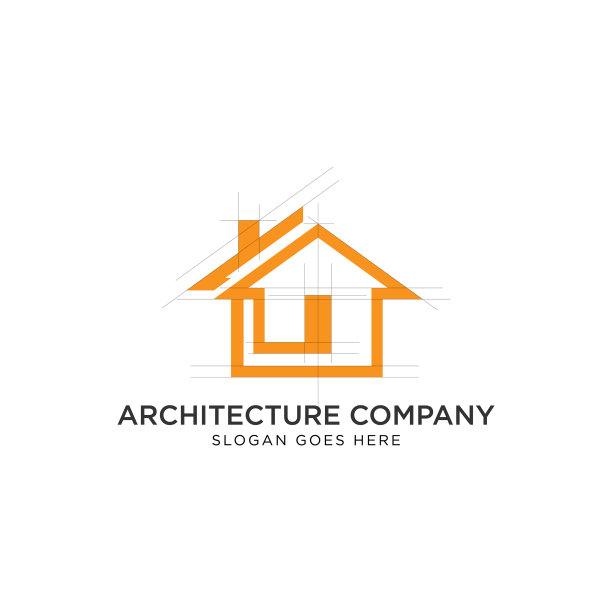 房屋建筑标志设计采用网格线图片下载