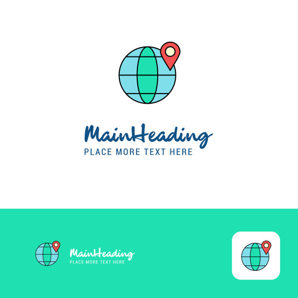 创意位置上的全球标志设计平面颜色图片下载