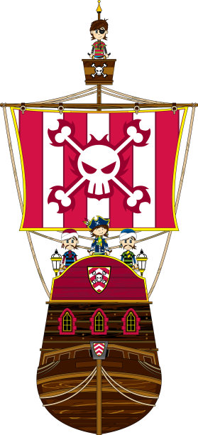 可爱的卡通海盗和船图片下载