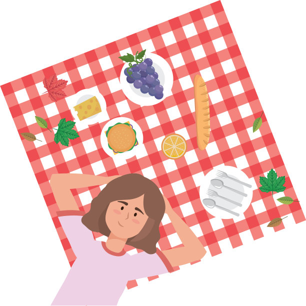 有野餐设计的女人卡通图片下载