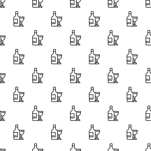 酒瓶和玻璃图案无缝衔接图片下载