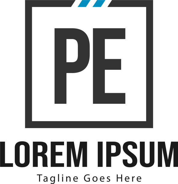 首字母PE现代边框logo模板图片下载