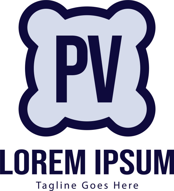 PV字母现代框架logo模板图片下载