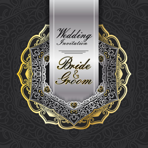 婚礼请柬剪纸设计图片下载