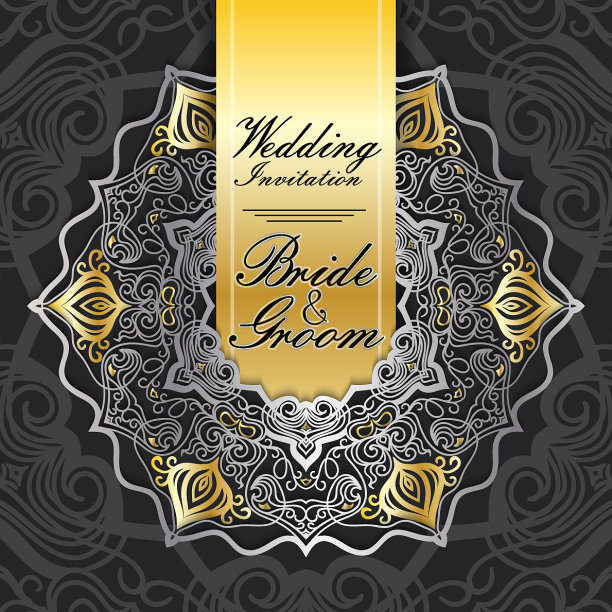 婚礼请柬剪纸设计图片下载