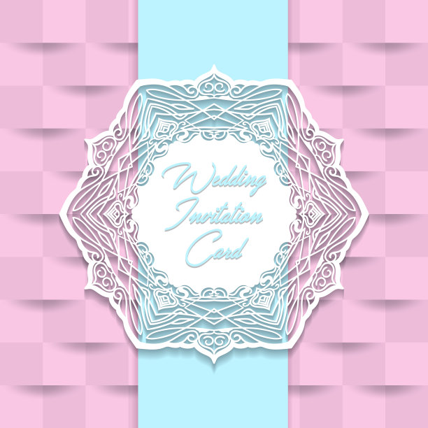 婚礼请柬剪纸设计图片下载