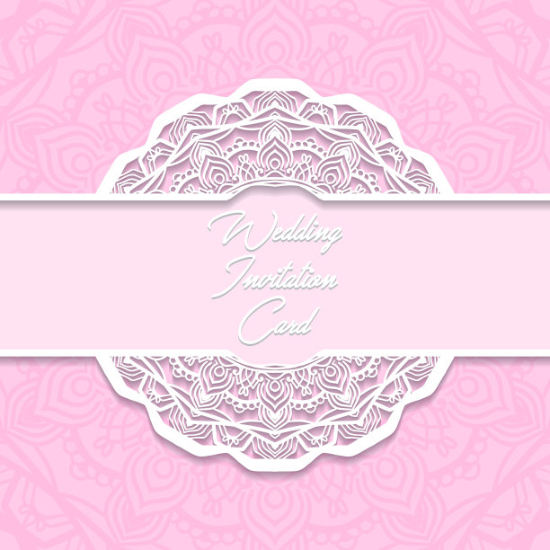 婚礼请柬剪纸设计图片下载