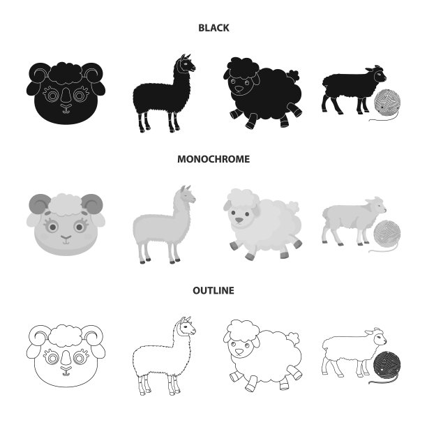 绵羊和山羊的图标集图片下载