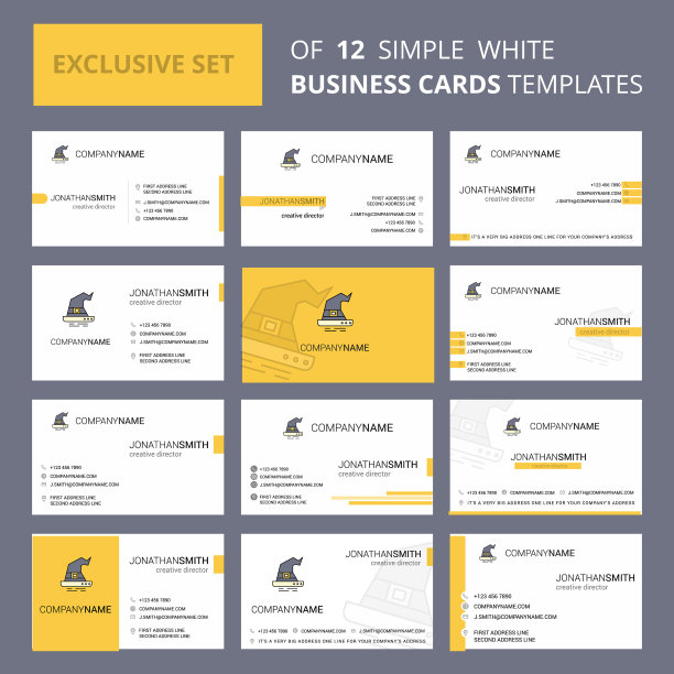 一套12女巫帽创意名片图片下载