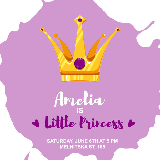 生日贺卡邀请与卡通皇冠图片下载