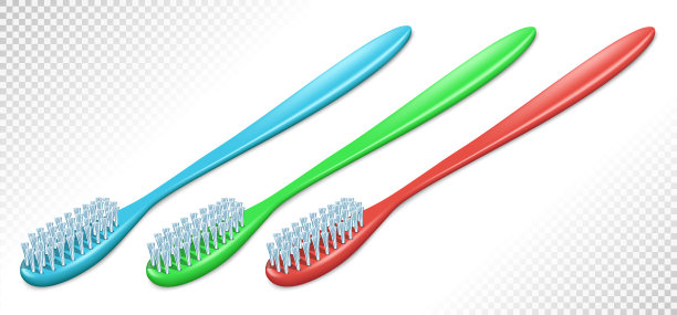 三个塑料牙刷图片下载