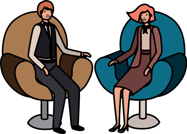 商务夫妇坐在椅子上化身人物图片下载