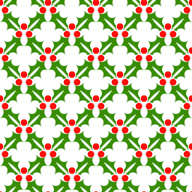 圣诞冬青无缝节日图案图片下载