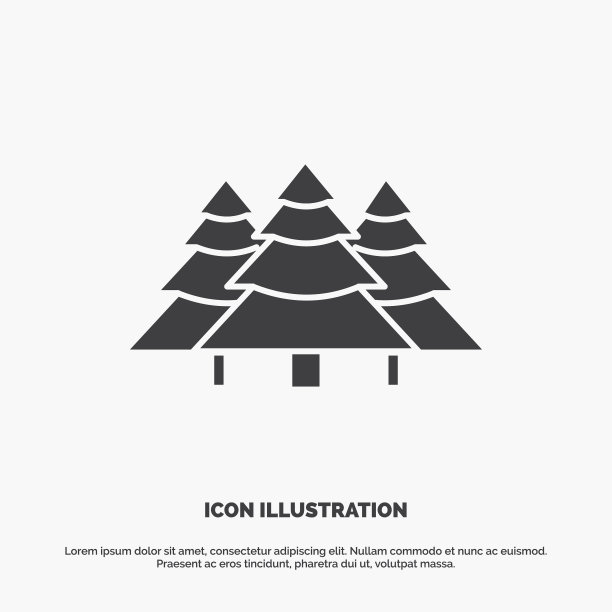 森林露营丛林树松树图标象形文字灰色图片下载