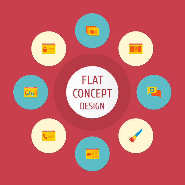 一套网站图标平面风格符号与照片图片下载