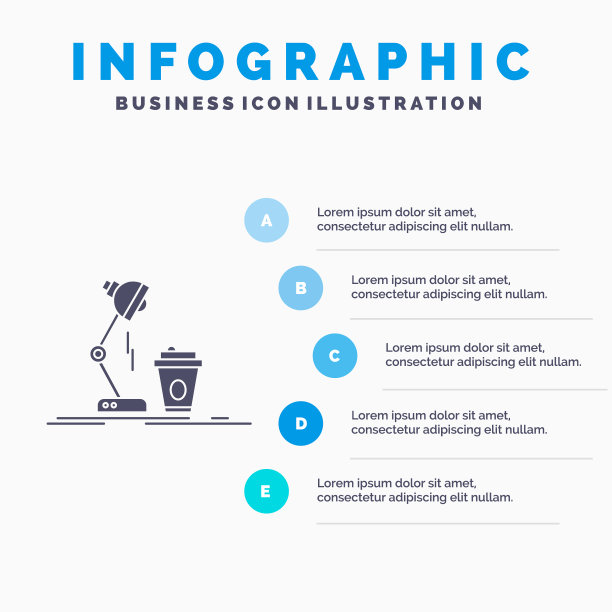 工作室设计咖啡灯闪光信息图图片下载