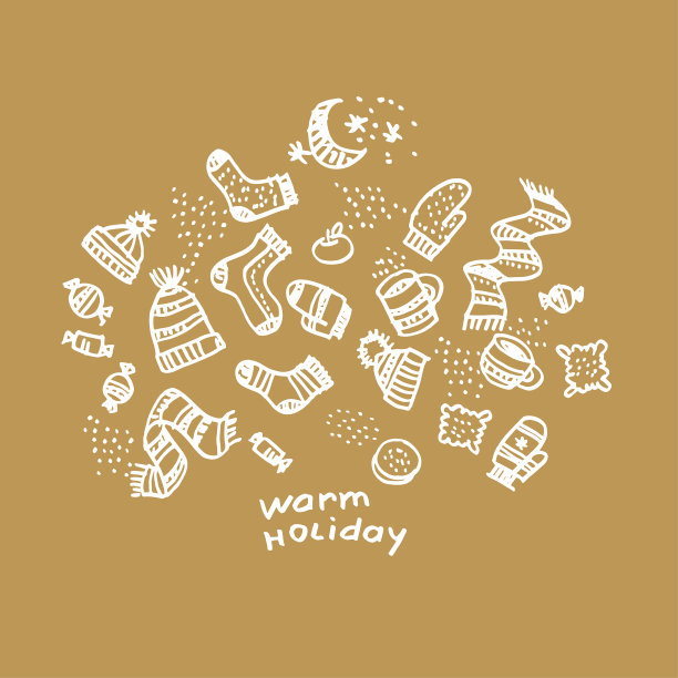 圣诞手绘贺卡模板图片下载