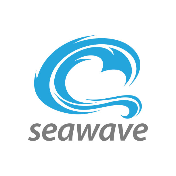 抽象的蓝色海浪标志概念设计图片下载