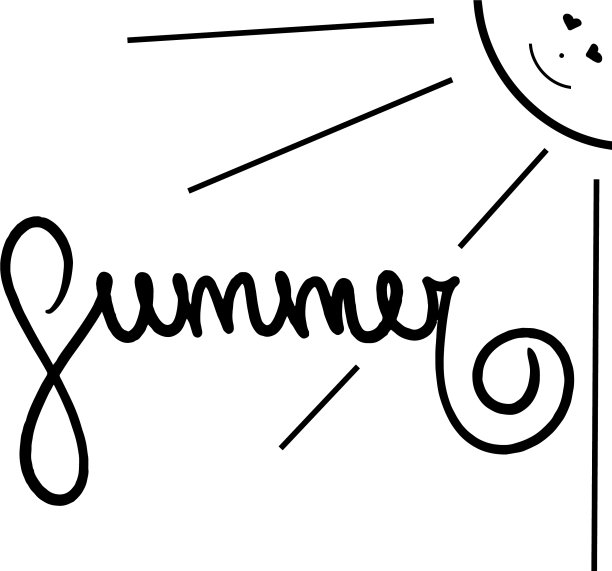 夏日文字带着微笑阳光照耀着光芒心黑图片下载