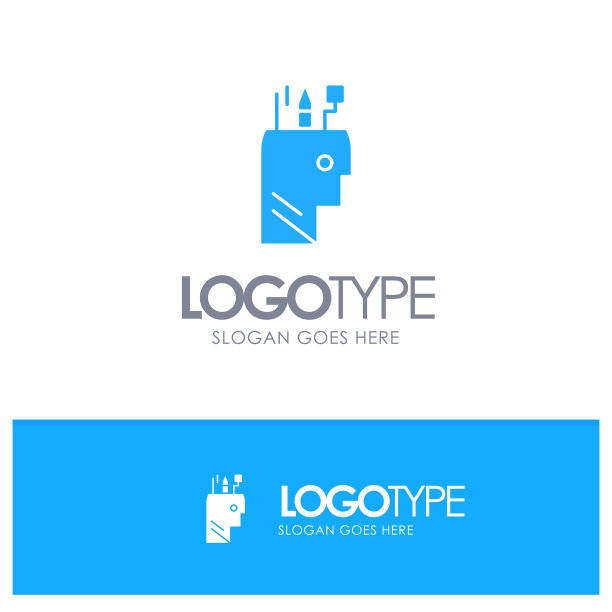 教育笔头学校蓝色标志图片下载