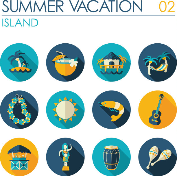 岛海滩平坦图标设置暑假图片下载