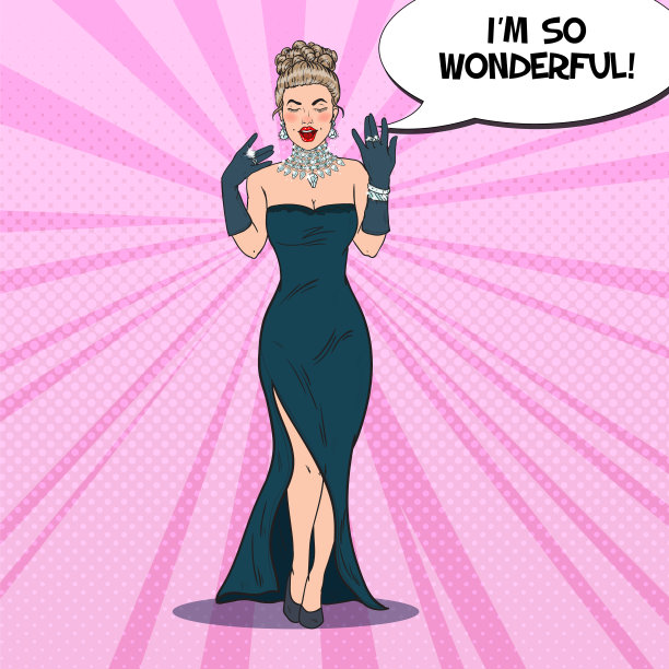 波普艺术魅力女人与钻石首饰图片下载