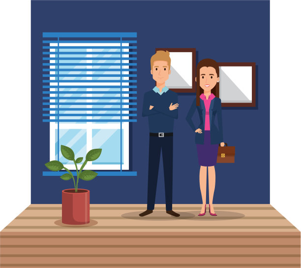 办公室走廊里的商业情侣图片下载