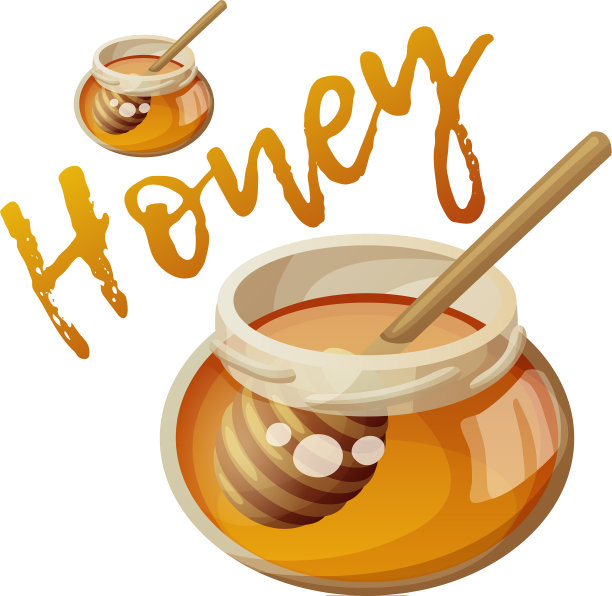 罐子蜂蜜和粘卡通图标图片下载