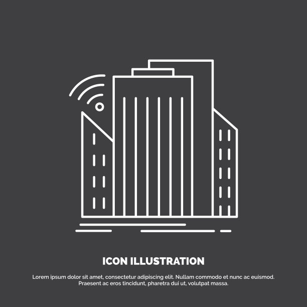 楼宇城市传感器智能城市标志线图片下载